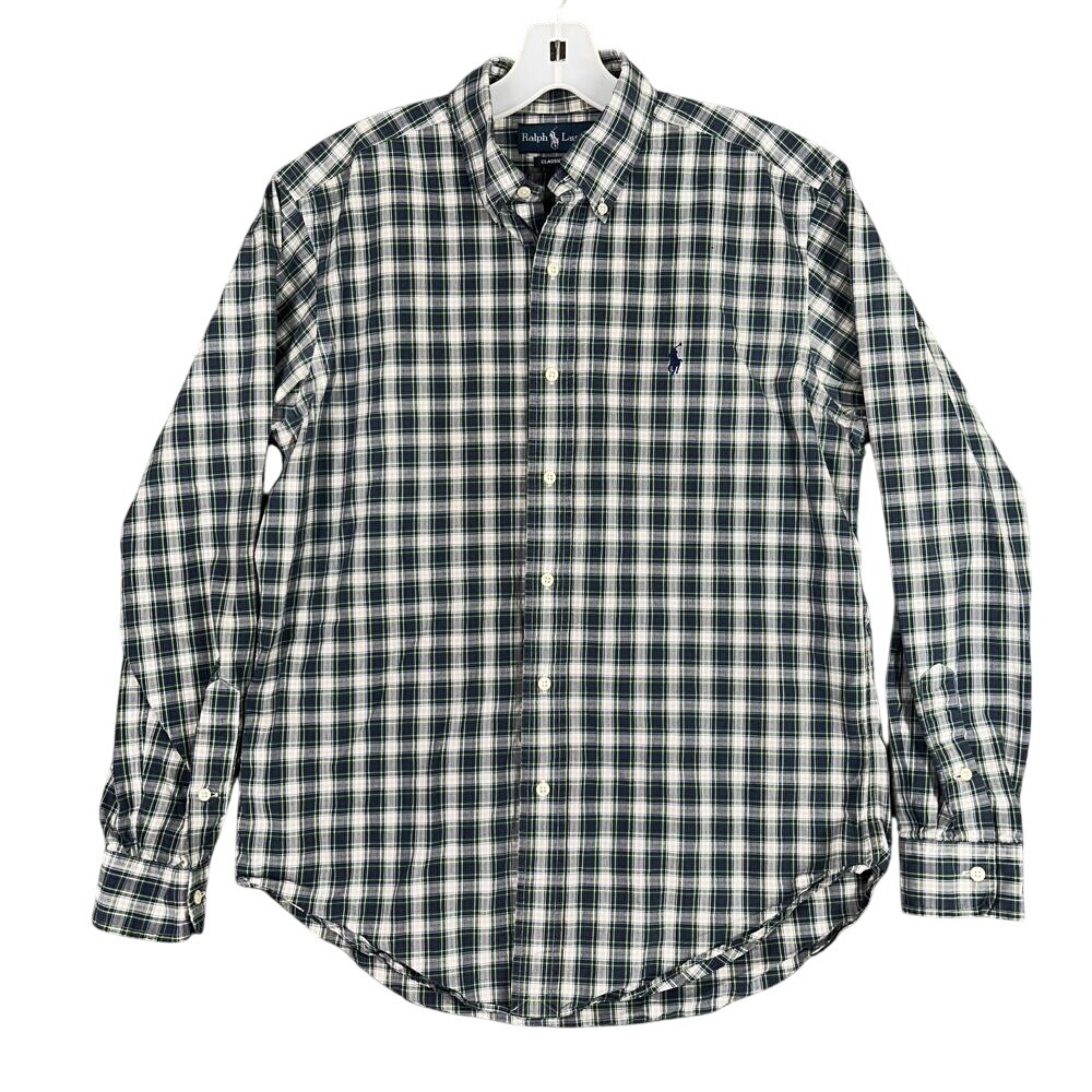 Ralph Lauren Classic Fit Shirt Men M Workwear Plaid Check Preppy Ivy Heritage